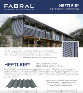 Hefti-Rib® Brief Product Specification